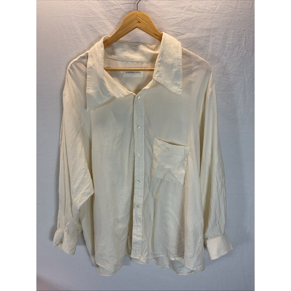 Kindersalmon Ivory button down oversized organic top Size‎ OS 3/4 slv minimalist